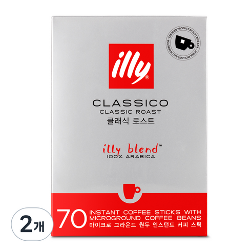 일리 클라시코 원두 인스턴트 커피 스틱 레귤러, 1.6g, 70개입, 2개