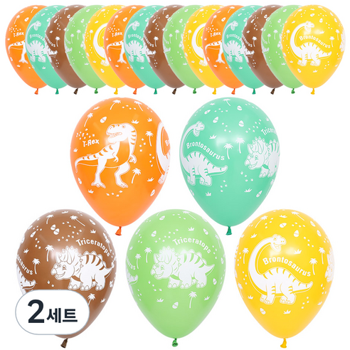 셈퍼텍스 30cm풍선 다이노사우루스 5종 20개입 세트, 랜덤발송, 2세트