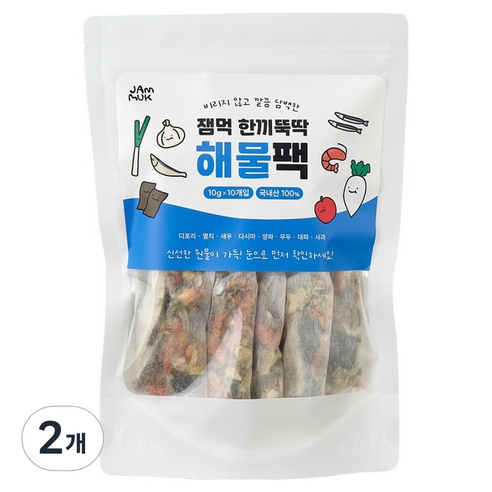 잼먹 이유식 해물팩 아기 육수팩 10p, 잼먹 채수팩 해물, 100g, 2개