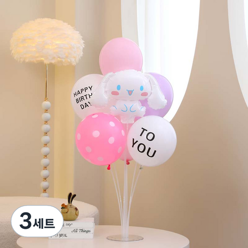 피앤비유니티 스탠드 생일장식 세트, 01 시나모롤 생일축하스탠드 핑크, 3세트