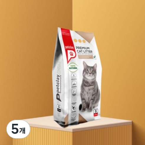 고양이 프리미엄 모래 펫샌드 내츄럴, 5개, 5L