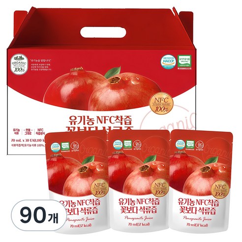 유기농마루 유기농 NFC 착즙 꽃보다 석류즙, 70ml, 90개