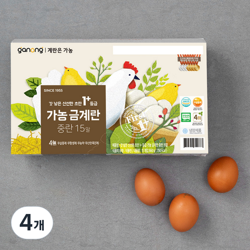 가농 무항생제 1+등급 초란, 15구, 4개