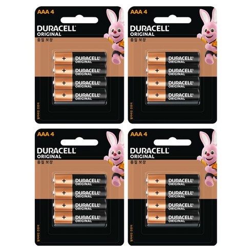듀라셀 오리지널 알카라인 블리스터팩 건전지 AAA, 4개입, 4개