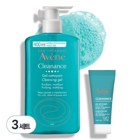 아벤느 클리낭스 약산성 클렌징 젤 400ml + 15ml, 3세트