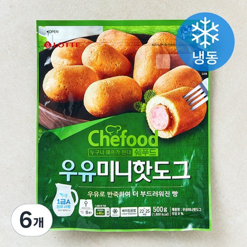 쉐푸드 우유 미니 핫도그 (냉동), 500g, 6개