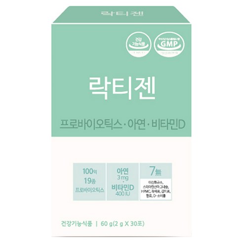 락티젠 프로바이오틱스 아연 비타민D 유산균 30p, 60g, 1개