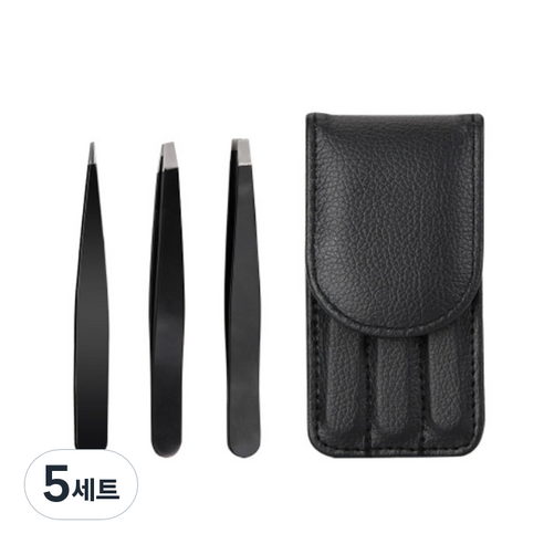 뷰티파워 고급 쪽집게 핀셋 3종 세트, 블랙, 5세트