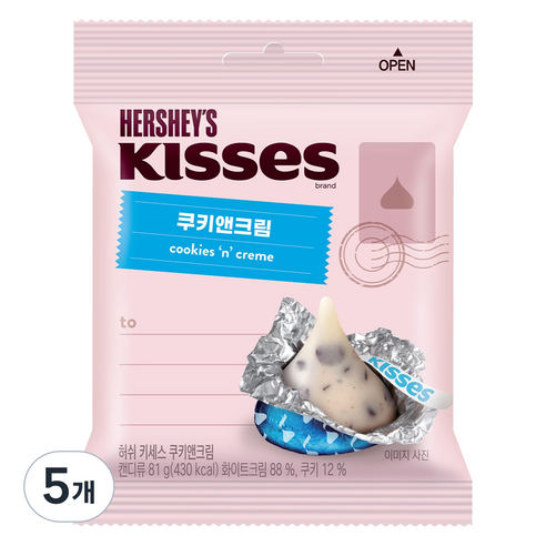 허쉬 키세스봉 쿠키앤크림, 81g, 5개
