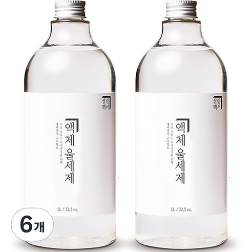살림백서 액체 울세제 본품, 6개, 1L