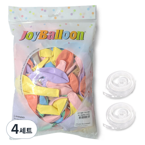조이벌룬 파스텔 혼합 풍선 30cm x 100p + 풍선장식밴드 5m x 2p 세트, 렌덤발송, 4세트