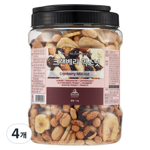[넛츠팜] 크랜베리 믹스넛 1kg (원통), 4개