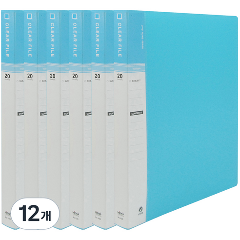현풍 20매 비보 클리어화일 인덱스 A4, 12개, 하늘색