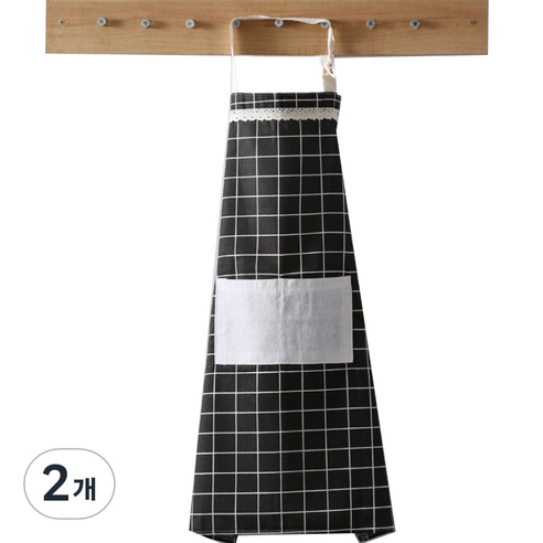 에이스 체크 패브릭 앞치마 60 x 77 cm, A01, 2개