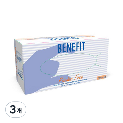 benefit 무분말 라텍스 장갑 S, 3개