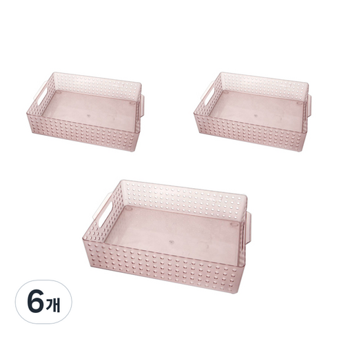 데코 센스 스텝 바구니 4호, 32 x 23 x 8.5 cm, 핑크, 6개
