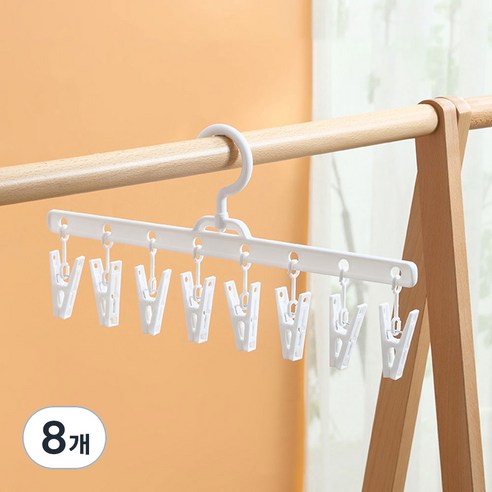 애니원픽 정리왕 집게형 모자정리 걸이, 화이트, 8개