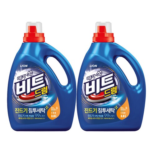 비트 때가 쏙 액체세제 드럼용 본품, 3L, 2개