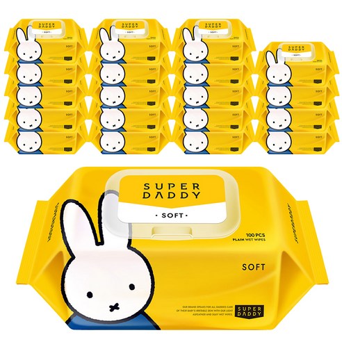 슈퍼대디 소프트 유아물티슈 캡형, 100매, 20팩