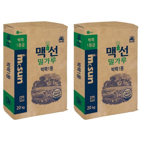 맥선 밀가루 박력1등, 20kg, 2개