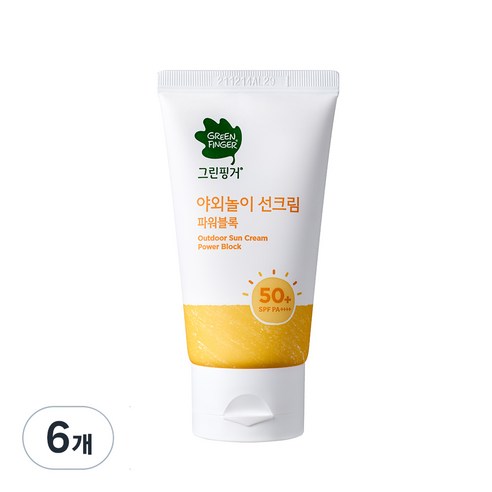 그린핑거 야외놀이 선크림 파워블록 SPF50+ PA++++, 6개, 80ml