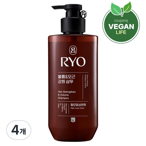 려 흑운 볼륨&모근강화 샴푸 탈모증상완화 우디머스크향, 480ml, 4개