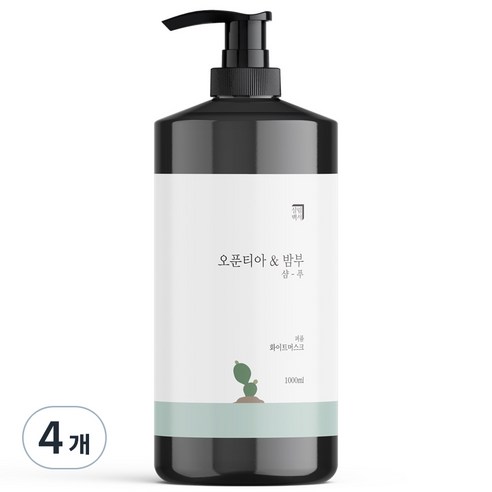 살림백서 오푼티아&밤부 샴푸 화이트머스크향, 1000ml, 4개