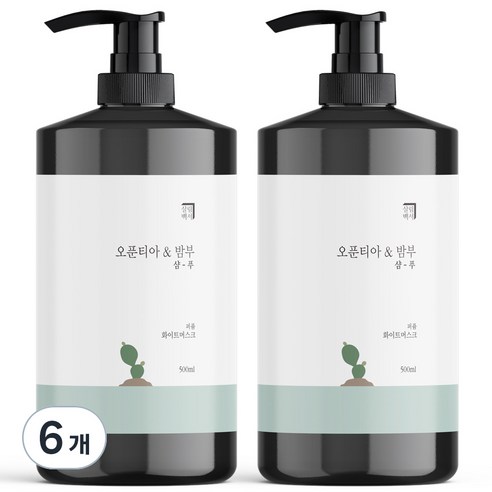 살림백서 오푼티아 앤 밤부 퍼퓸 샴푸 화이트머스크, 500ml, 6개