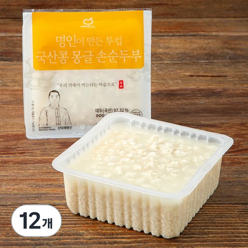 한둘 명인이 만든 투컵 몽글 손순두부, 450g, 12개