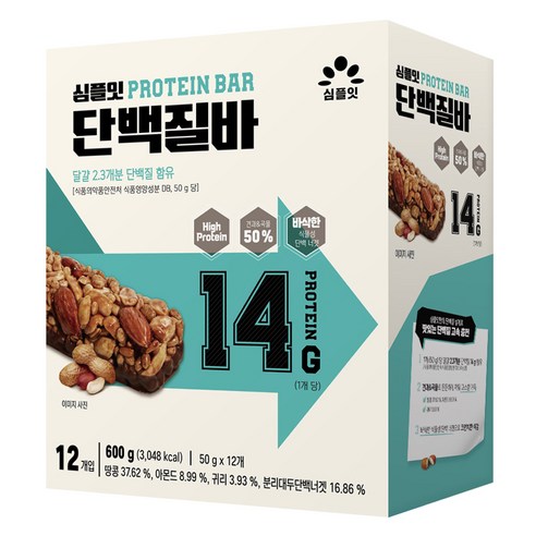 심플잇 단백질바 12p, 600g, 1개