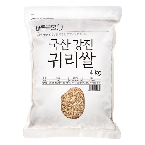 바른곡물 국산 강진 귀리쌀, 4kg, 1개