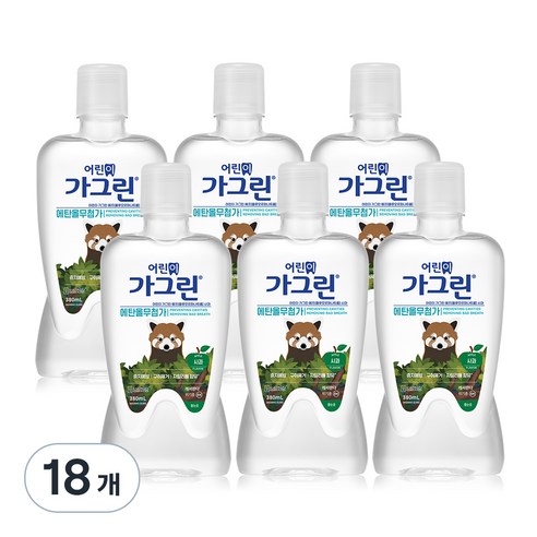 가그린 어린이용 구강청결제 사과향 캐릭터 랜덤발송, 380ml, 18개입