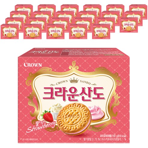 크라운 산도 딸기크림치즈, 161g, 24개