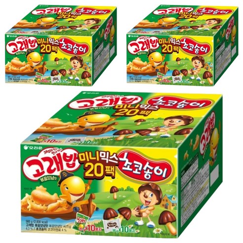 오리온 고래송이 미니믹스 과자세트, 고래밥 볶음 양념맛 10p + 초코송이 10p, 3개