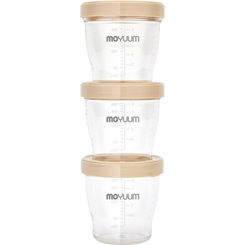 모윰 유아용 트라이탄 이유식용기 180ml, 베이지, 3개