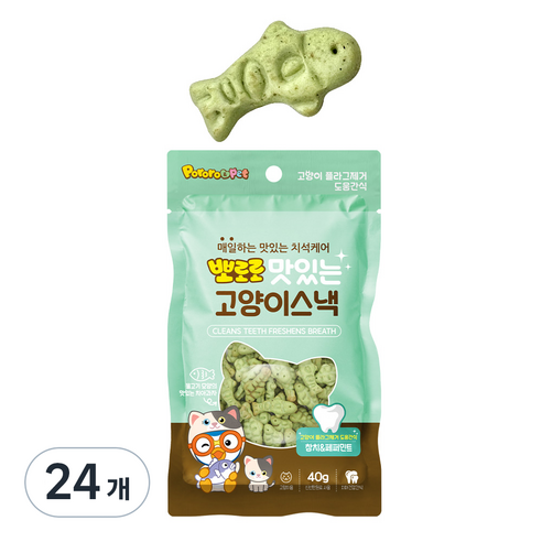 뽀로로펫 고양이 스낵, 참치 + 페퍼민트 혼합맛, 40g, 24개