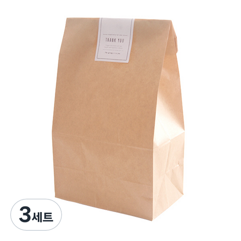 봄91 크라프트 페이퍼백 대 50p + 땡큐 마감스티커 화이트 50p, 혼합 색상, 3세트