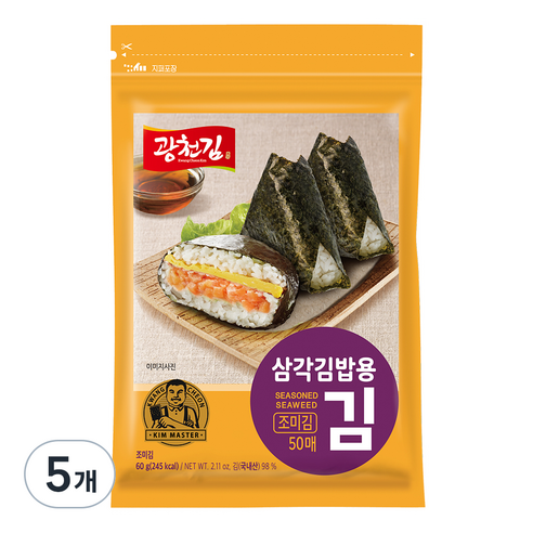 광천김 삼각김밥용 김 조미 50매, 60g, 5개