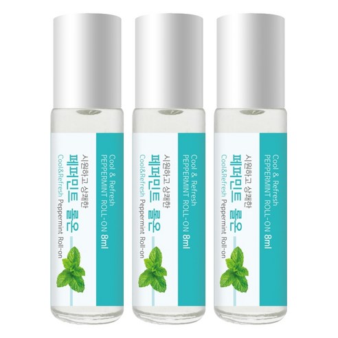 더허브샵 아로마 롤온 오일 페퍼민트, 8ml, 3개