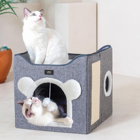냥이의 행복을 위한 완벽한 선택: 레토 고양이 2단 숨숨집 스크래쳐 하우스!