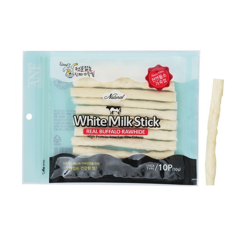 ANF 강아지 로하이드 화이트 밀크스틱 10p, 밀크, 50g, 2개