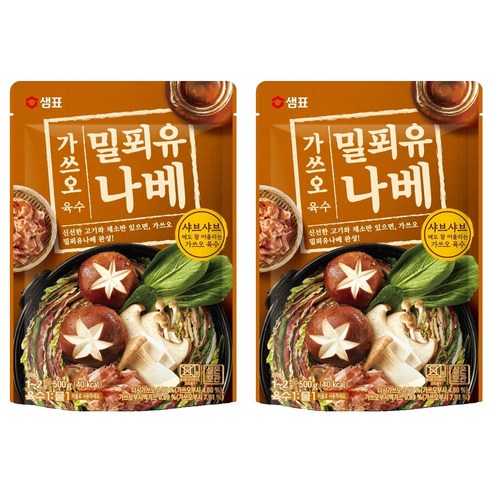 샘표 가쓰오 밀푀유나베 육수, 500g, 2개