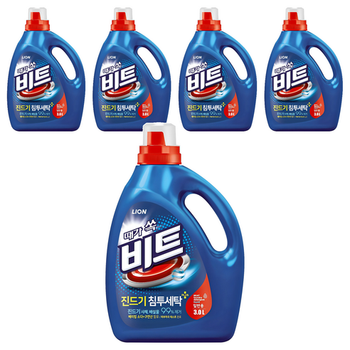 비트 진드기 침투세탁 일반용 액상세제 본품, 3L, 5개