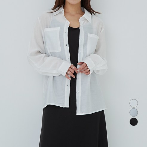 아피나르 투포켓 실키 오버핏 블라우스