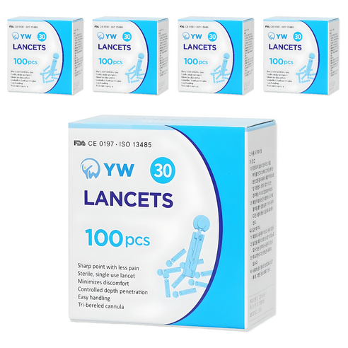YW 일회용 수동 채혈침, 100개입, 5개