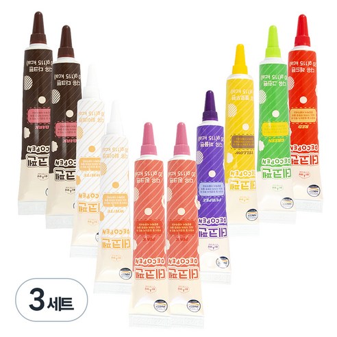 상상앤드 디유 데코펜 다크 2p + 화이트 2p + 핑크 2p + 그린 1p + 레드 1p + 옐로우 1p + 퍼플 1p 세트, 20g, 3세트