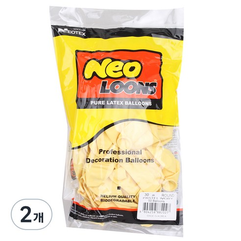 네오룬스 30cm 라운드풍선 50p, 파스텔 아이보리, 2개