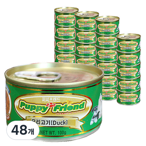 퍼피프랜드 반려견 원형 간식 캔, 오리고기, 100g, 48개