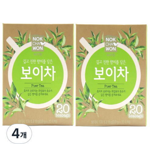 녹차원 보이차, 0.9g, 20개입, 4개