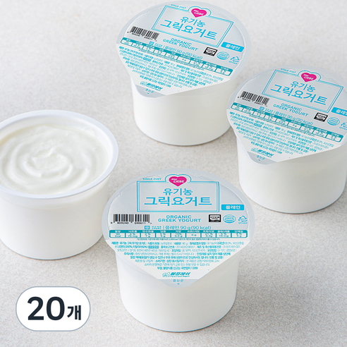 팜프레쉬 유기가공식품 인증 그릭 무가당 요거트, 90g, 20개